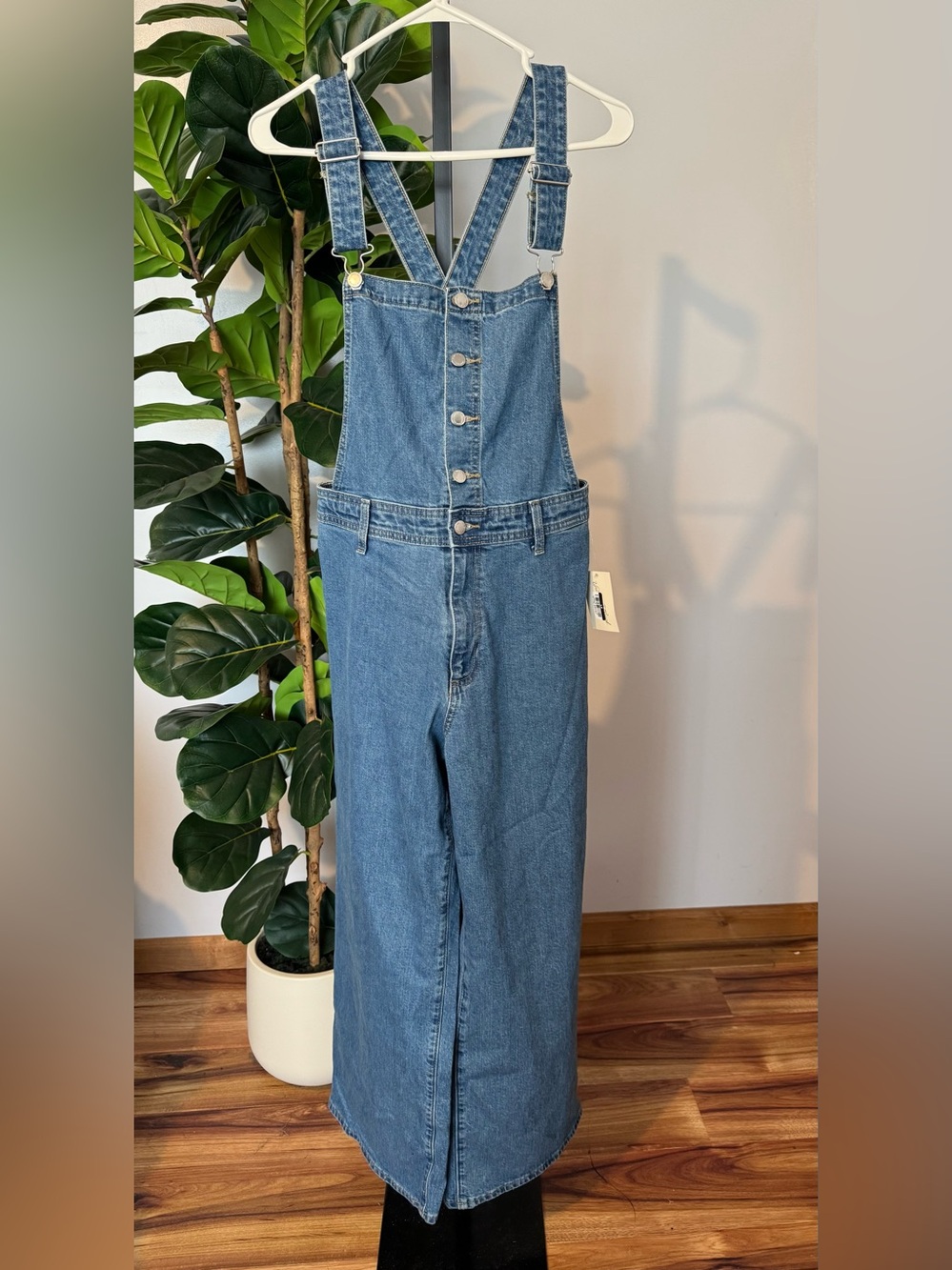 Universal Thread Medium Blue Denim Overall Dress with Front Buttons